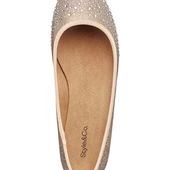 Style & Co. Shoes - Style & Co Gold Embellished Flats with Rounded Toe in original box, like NEW.